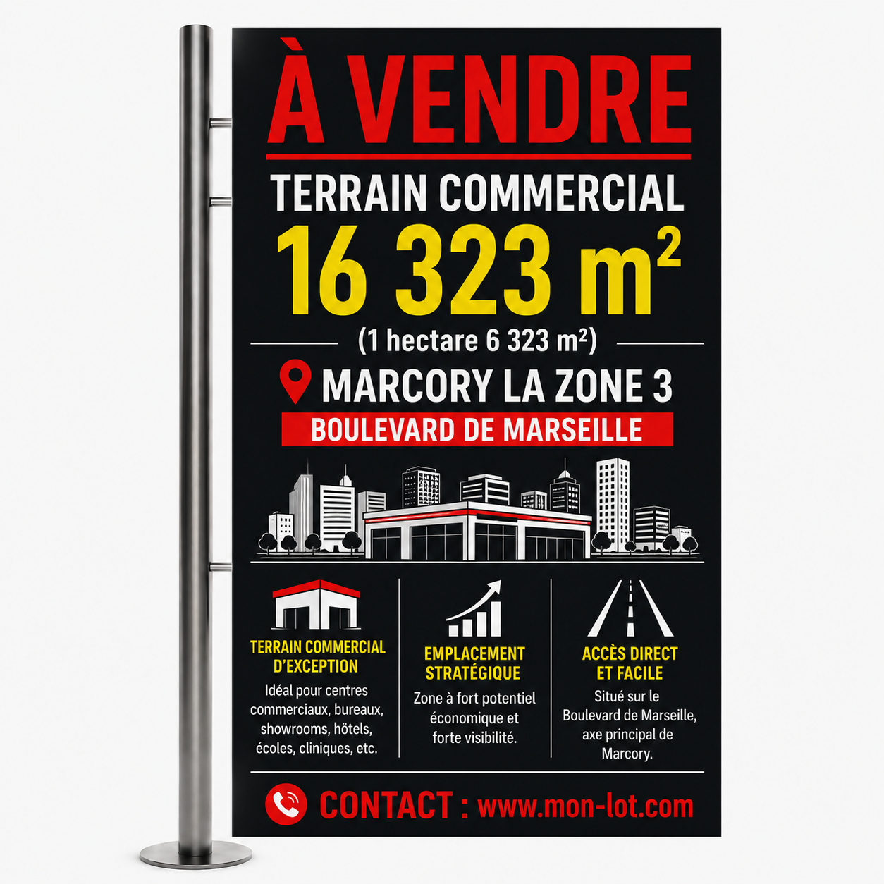 VENTE AU M² : TERRAIN COMMERCIAL